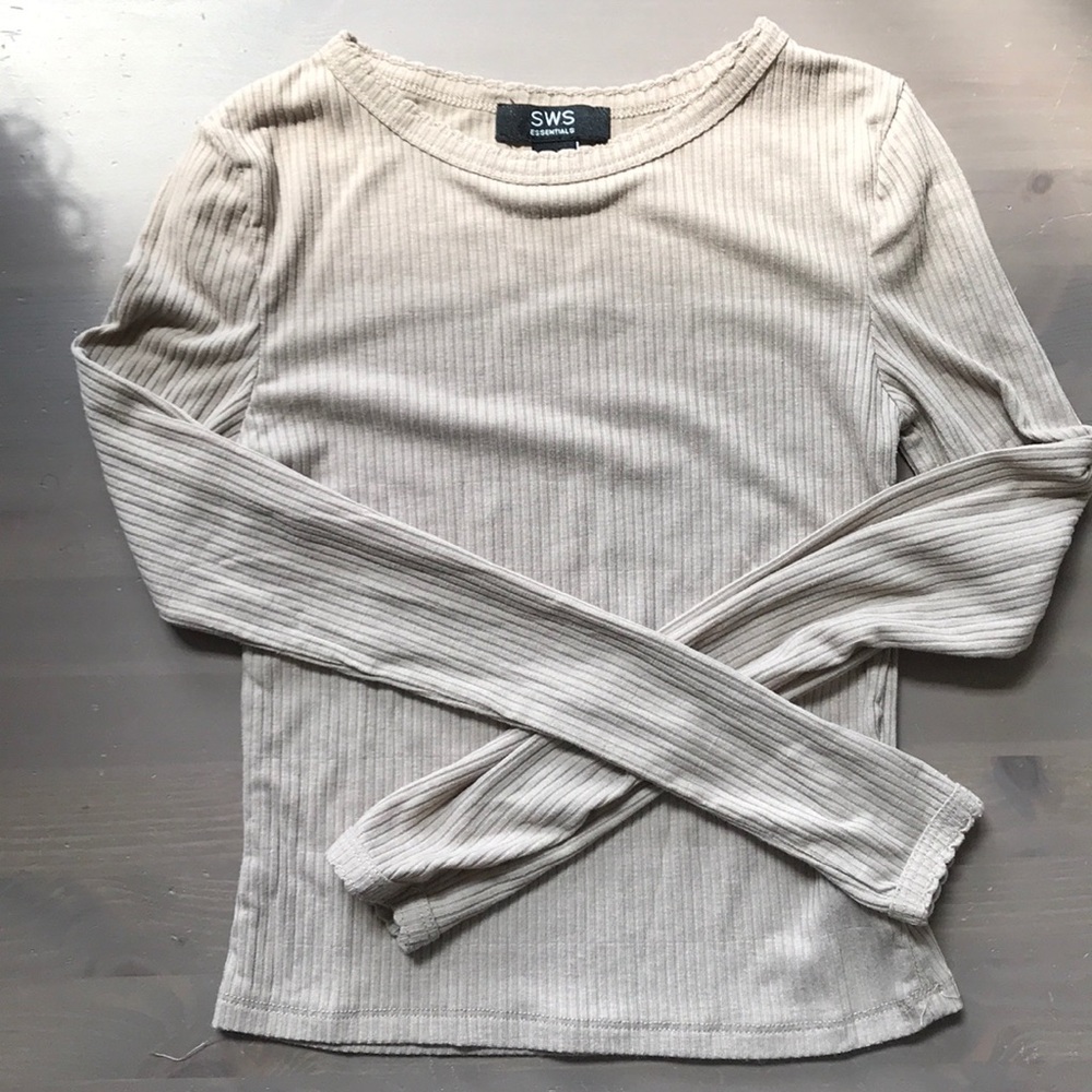SWS Beige Long Sleeve Blouse Size Small